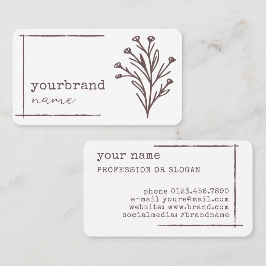 Carte De Visite Modèle d'image Fleur Florale Rustique Blanc clair (Devant / Derrière)