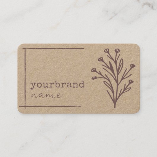 Carte De Visite Modèle d'image Rustique Floral papier Kraft (Devant)