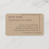 Carte De Visite Modèle d'image Rustique Floral papier Kraft (Dos)