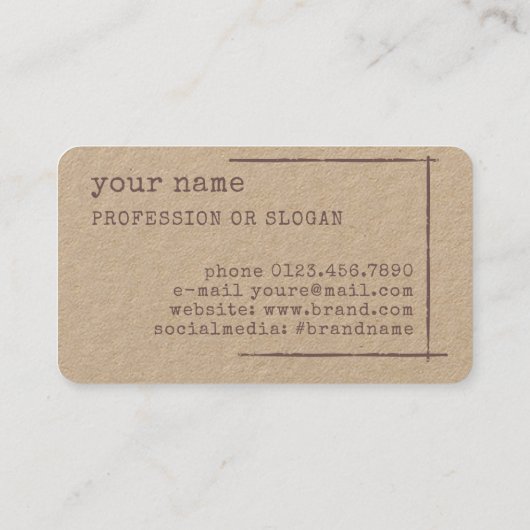 Carte De Visite Modèle d'image Rustique Floral papier Kraft (Dos)