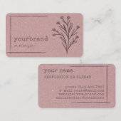 Carte De Visite Modèle d'image Rustique Floral papier Kraft (Devant / Derrière)