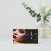 Carte De Visite Modèle d'Influenceur Jaune Or Noir Photo QR-Code (Debout devant)