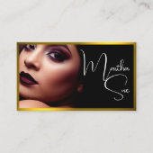 Carte De Visite Modèle d'Influenceur Jaune Or Noir Photo QR-Code (Devant)