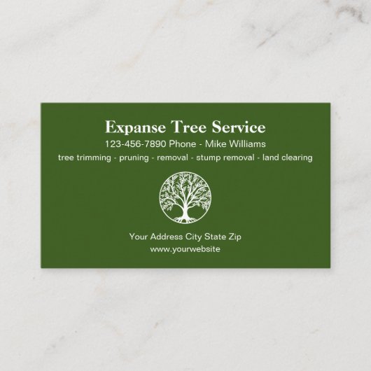 Carte De Visite Modèle du logo moderne Tree Service  (Devant)