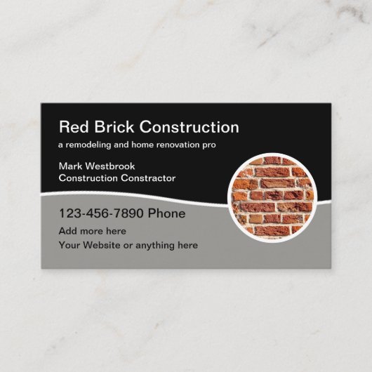 Carte De Visite Modèle éditable de constructeur de construction mo (Devant)
