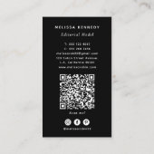 Carte De Visite Modèle éditorial Photo Code QR noir et blanc (Dos)
