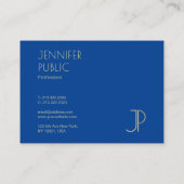 Carte De Visite Modèle élégant de monogramme moderne bleu profond (Dos)