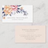 Carte De Visite Modèle élégant fait sur commande floral de pivoine (Devant / Derrière)