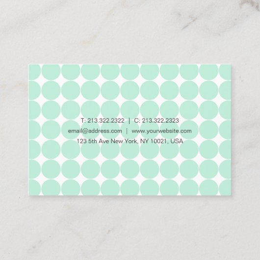 Carte De Visite Modèle Elegant Mint Vert Blanc Moderne Script Bu (Dos)