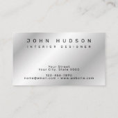 Carte De Visite Modèle élégant moderne argent et noir lignes (Dos)