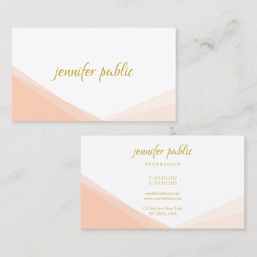 Carte De Visite Modèle élégant moderne manuscrit Gold Script (Devant / Derrière)