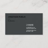 Carte De Visite Modèle élégant moderne noir & anthracite (Dos)