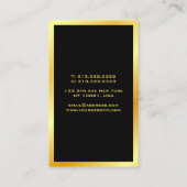 Carte De Visite Modèle élégant moderne noir et or (Dos)