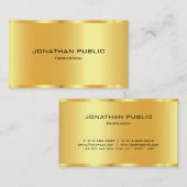 Carte De Visite Modèle Élégant Moderne Semi-Gloss Noir & Or (Devant / Derrière)