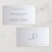 Carte De Visite Modèle élégant Monogram Gold Silver (Devant / Derrière)