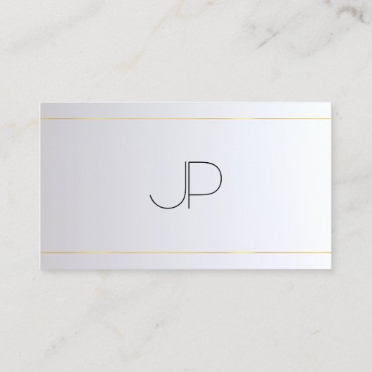 Carte De Visite Modèle élégant Monogram Gold Silver (Dos)