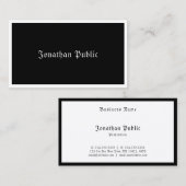Carte De Visite Modèle élégant noir et blanc de script de calligra (Devant / Derrière)