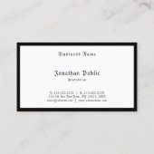 Carte De Visite Modèle élégant noir et blanc de script de calligra (Dos)