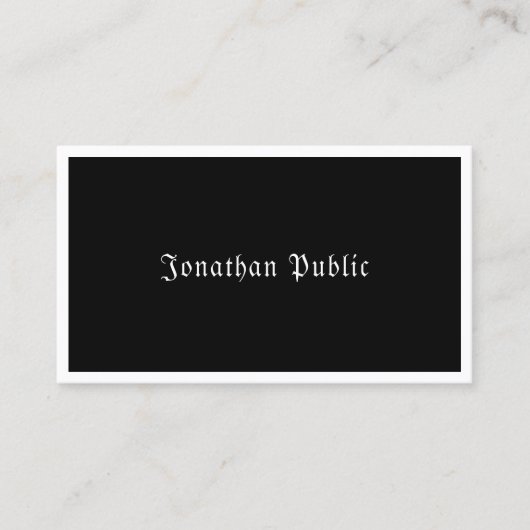 Carte De Visite Modèle élégant noir et blanc de script de calligra (Devant)