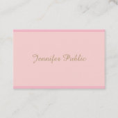 Carte De Visite Modèle Élégant Pink Or Calligraphié Script Top (Devant)