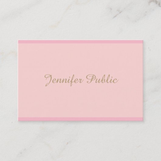 Carte De Visite Modèle Élégant Pink Or Calligraphié Script Top (Devant)