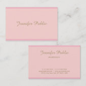 Carte De Visite Modèle Élégant Pink Or Calligraphié Script Top (Devant / Derrière)