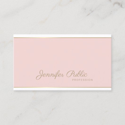 Carte De Visite Modèle Élégant Script manuscrit Pink Gold Top (Devant)