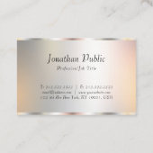 Carte De Visite Modèle élégant Silver Professional Script moderne (Dos)