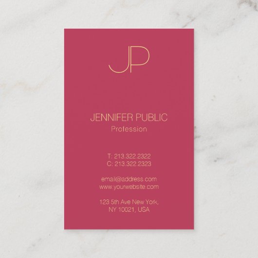 Carte De Visite Modèle Élégant Simple Monogramme Vertical Moderne (Dos)