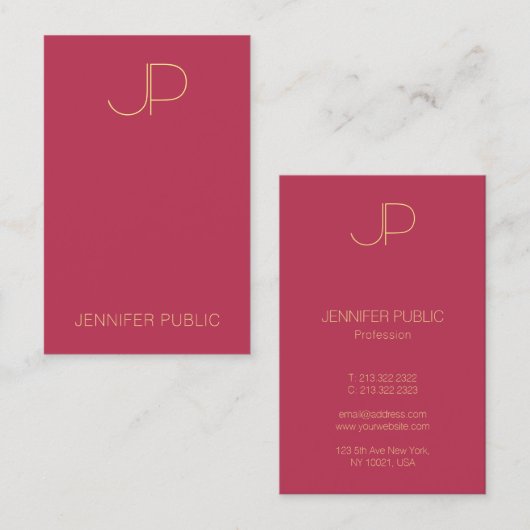 Carte De Visite Modèle Élégant Simple Monogramme Vertical Moderne (Devant / Derrière)