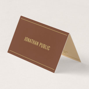 Carte De Visite Modèle élégant tendance plié texte or marron
