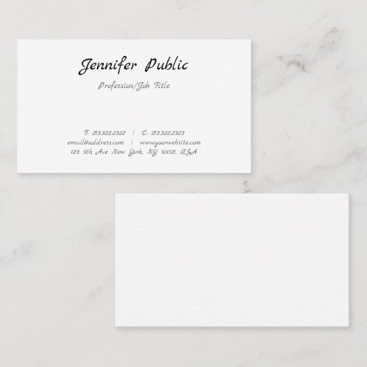 Carte De Visite Modèle Élégant Texte manuscrit simple (Devant / Derrière)