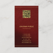 Carte De Visite Modèle élégant texte or avec code QR Luxueux (Dos)