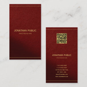 Carte De Visite Modèle élégant texte or avec code QR Luxueux