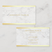 Carte De Visite Modèle en marbre de texte or élégant professionnel (Devant / Derrière)