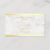 Carte De Visite Modèle en marbre de texte or élégant professionnel (Dos)