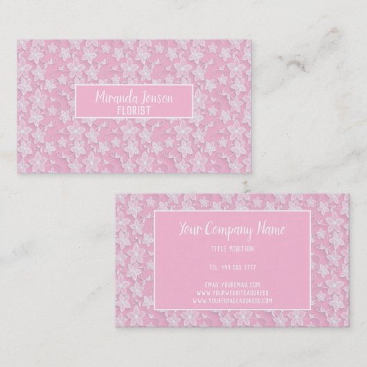 Carte De Visite Modèle floral blanc (Devant / Derrière)