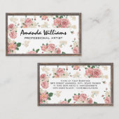 Carte De Visite Modèle floral | Bordure de bois (Devant / Derrière)