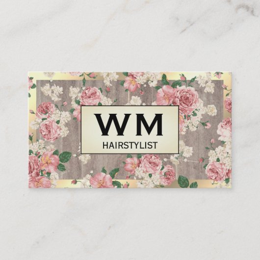 Carte De Visite Modèle floral de cadre doré exécutif (Devant)