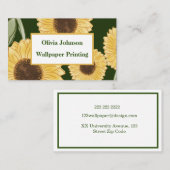 Carte De Visite Modèle floral de tournesol vert Conception minimal (Devant / Derrière)