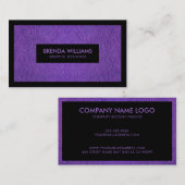 Carte De Visite Modèle floral en daim violet (Devant / Derrière)
