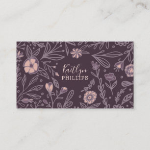 Carte De Visite Modèle Floral Fleur sauvage Violet tendance