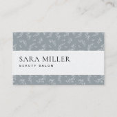 Carte De Visite Modèle floral gris et blanc (Devant)