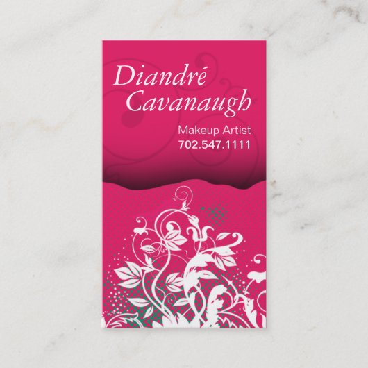 Carte De Visite Modèle floral grunge de maquilleur de mod (Devant)