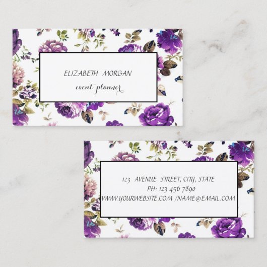 Carte De Visite Modèle floral moderne (Devant / Derrière)