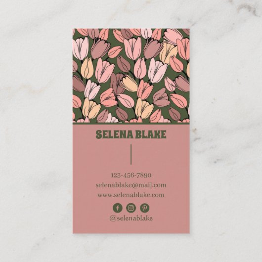 Carte De Visite Modèle floral moderne et élégant | Conception vert (Dos)