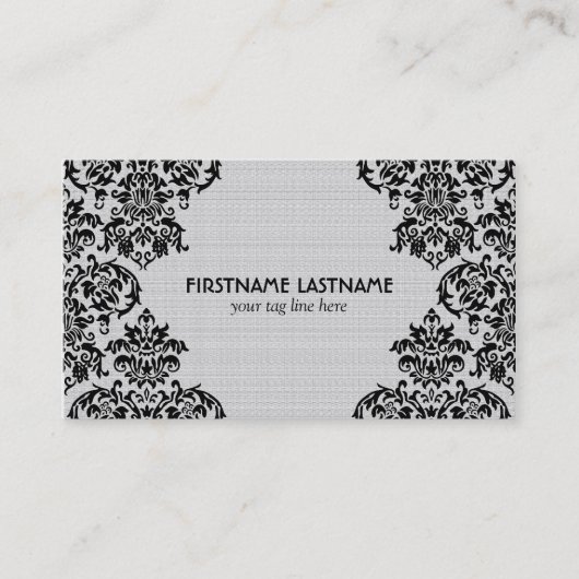 Carte De Visite Modèle Floral Noir Et Blanc (Devant)