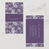 Carte De Visite Modèle Floral Rétro Blanc Et Violet (Devant / Derrière)