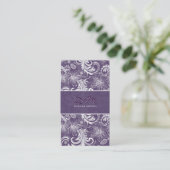 Carte De Visite Modèle Floral Rétro Blanc Et Violet (Debout devant)