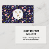 Carte De Visite Modèle floral tendance | Ciseau de salon (Devant / Derrière)